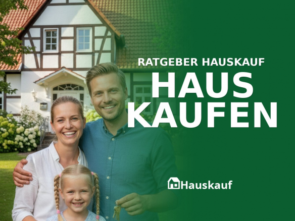 Glückliche Familie vor ihrem neuen Haus, dem Traum vom Eigenheim