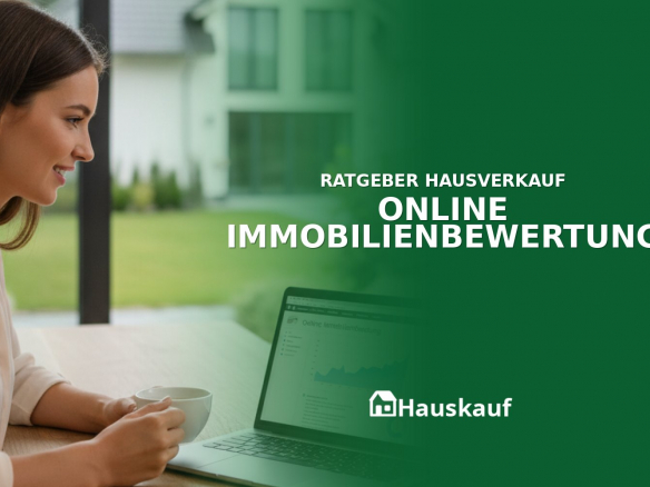 Person bei der Online Immobilienbewertung ihres Hauses am Laptop