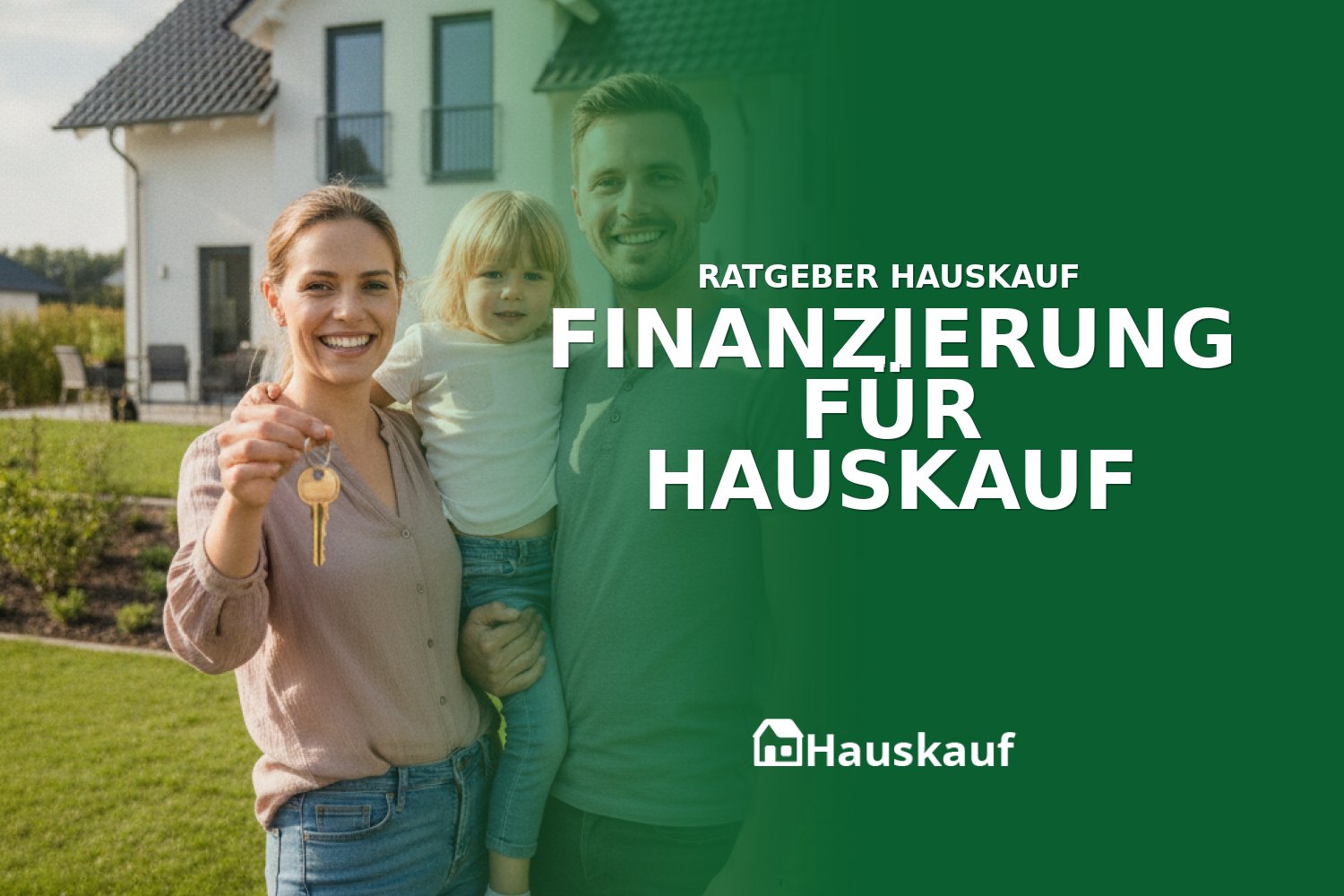 Junge Familie freut sich über erfolgreiche Finanzierung für Hauskauf ihres neuen Eigenheims
