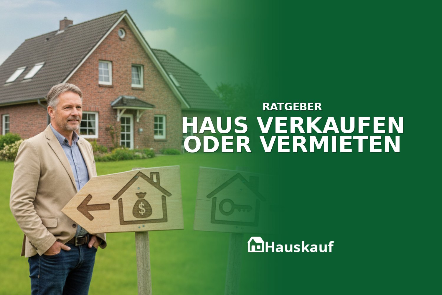 Haus verkaufen oder vermieten: Ein Eigentümer wägt die Entscheidung ab.