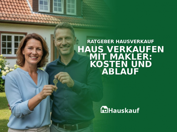 Zufriedenes Paar übergibt Hausschlüssel nach erfolgreichem Haus verkaufen mit Makler.
